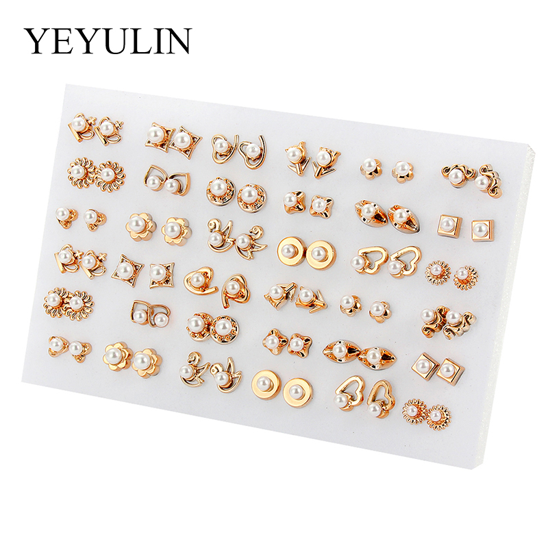 

Stud Wholesale 36Pairs/18pairs Mixed Styles Rhinestone Sun Flower Geometric Animal Plastic Earrings Set For Women Girls Jewelry
