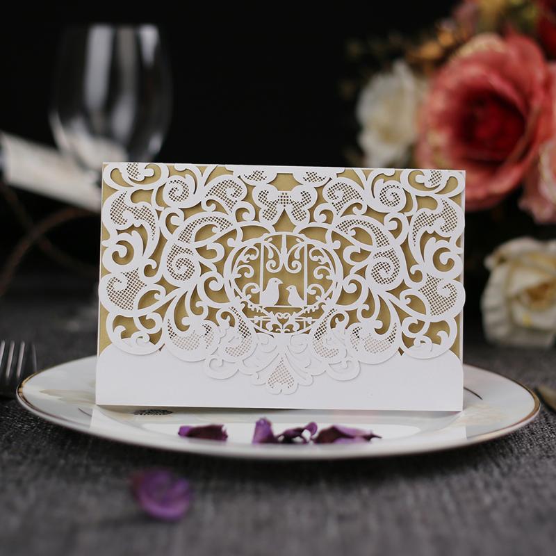 

20pcs/set Invitation Cards Delicate Carved Bird Pattern Cards With Inner Sheets Wedding Engagement Anniversary Essential