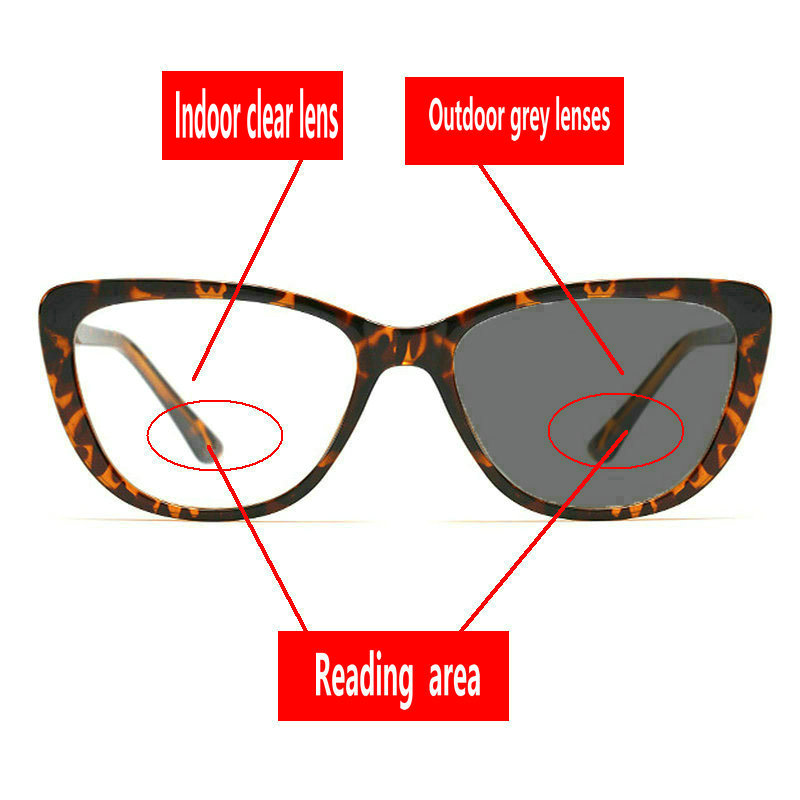 

new Round Women Sun Photochromic Reading Glasses Ultralight Bifocal Presbyopia Glasses For Male Female with box FML