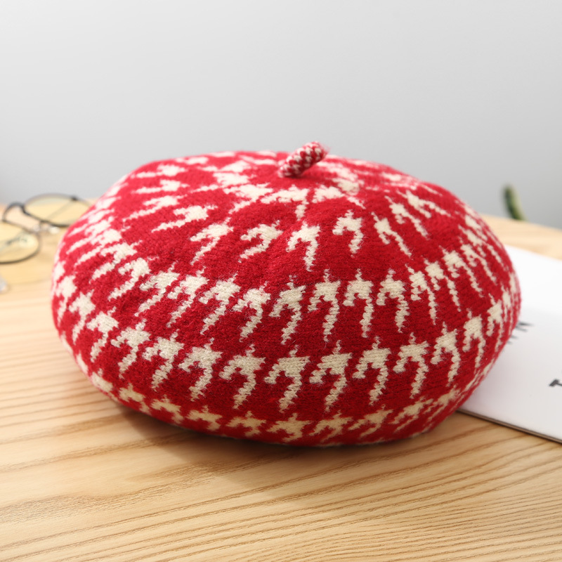 

Autumn and winter wool beret hat female wild British casual warm pumpkin hat out shopping painter