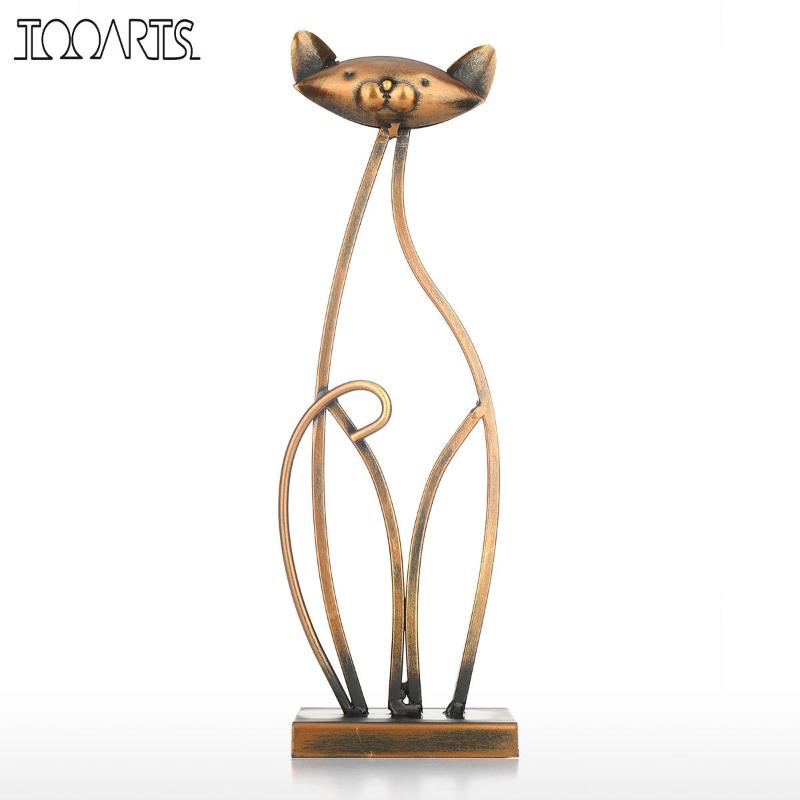 

Tooarts Metal cat figurine Sculpture Iron Art Sitting Cat Handicraft Crafting for photo Props vintage home decor Animal Figurine