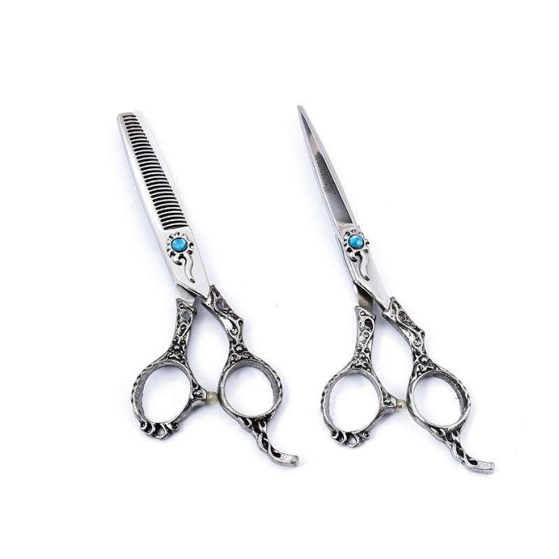 

Moontay 6.0 inch Japan 440C Stainless Steel Barber Hair Cutting Scissor Thinning Shears tesoura for Professional Hairdresser