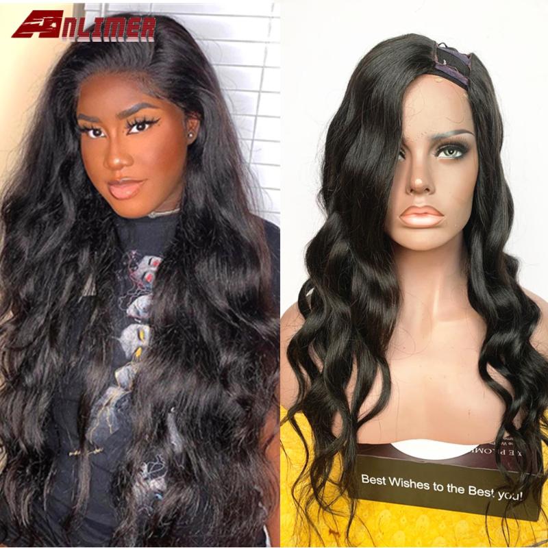 

Side Part U part Wig Body Wave Pre Plucked 180 Density Wavy Brazilian Remy Glueless U Human Hair Wig Anlimer