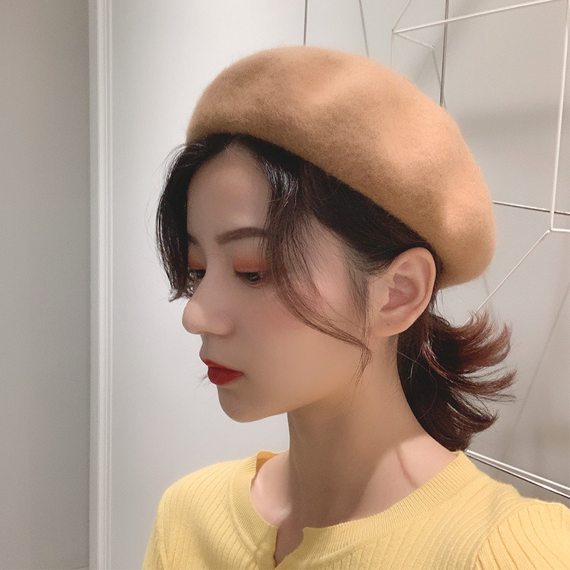 

LUOYIYANG Bucket Hat Women Wild Pumpkin Woolen British Painter Literary Retro Bud Women's Caps Harajuku Autumn Winter Casquette, Black