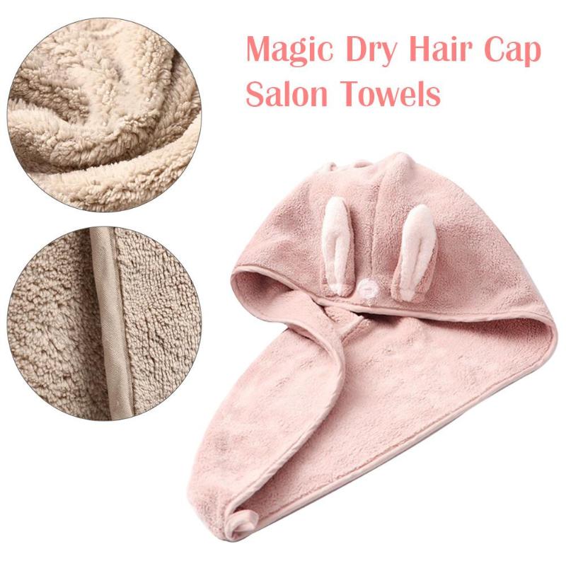 

Rabbite Ear Hair Towel Wrap Microfiber Drying Bath Shower Head Towel Quick Dry Turban Head Wrap Bathing Tools For Lady Girls