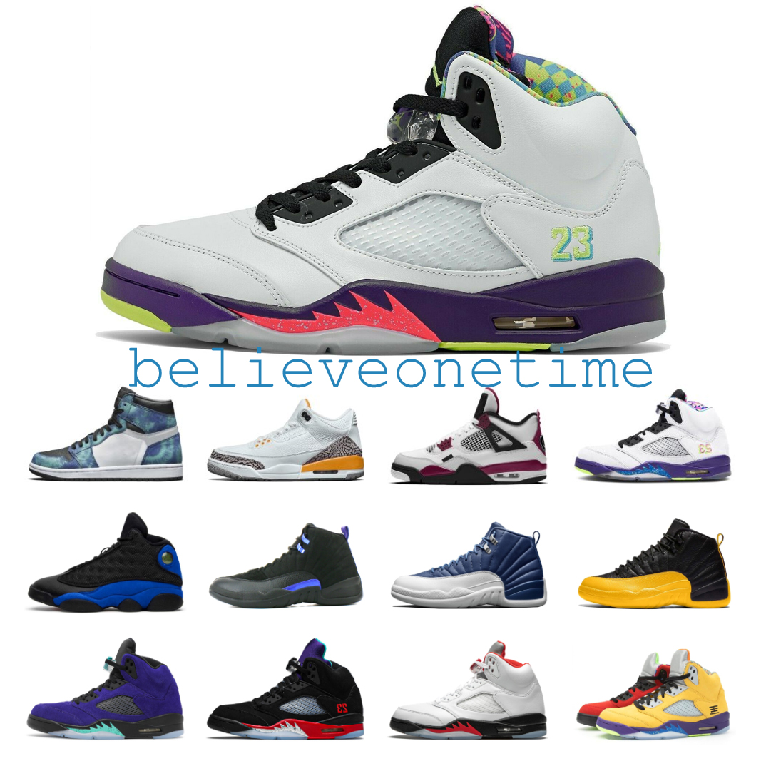 

New Jumpman 5 5s basketball shoes Alternate Bel grape top 3 travi scot 1 1s mid light smoke grey mens womens trainers sneakers, Multi-color
