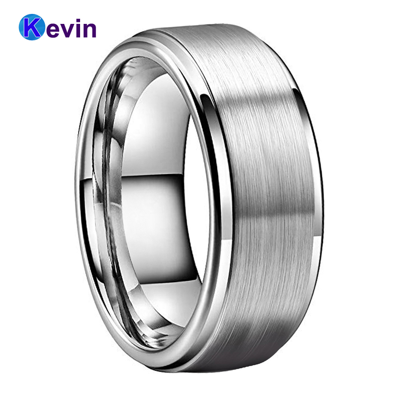 

6MM 8MM Tungsten Wedding Band For Men Women With Step Brush Finish Comfort Fit