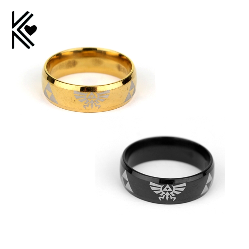

2 Color Hot Sale Cosplay Game Jewelry LEGEND of ZELDA Ring Shiny Gold and Black Men Wedding Ring For Men woman Drop Shipping