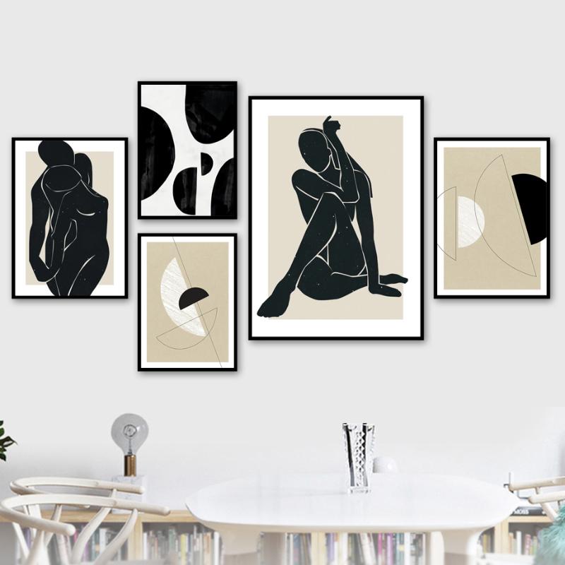 

Abstract Black Woman Man Scandinavia Wall Art Canvas Painting Nordic Poster And Prints Wall Pictures For Living Room Home Decor