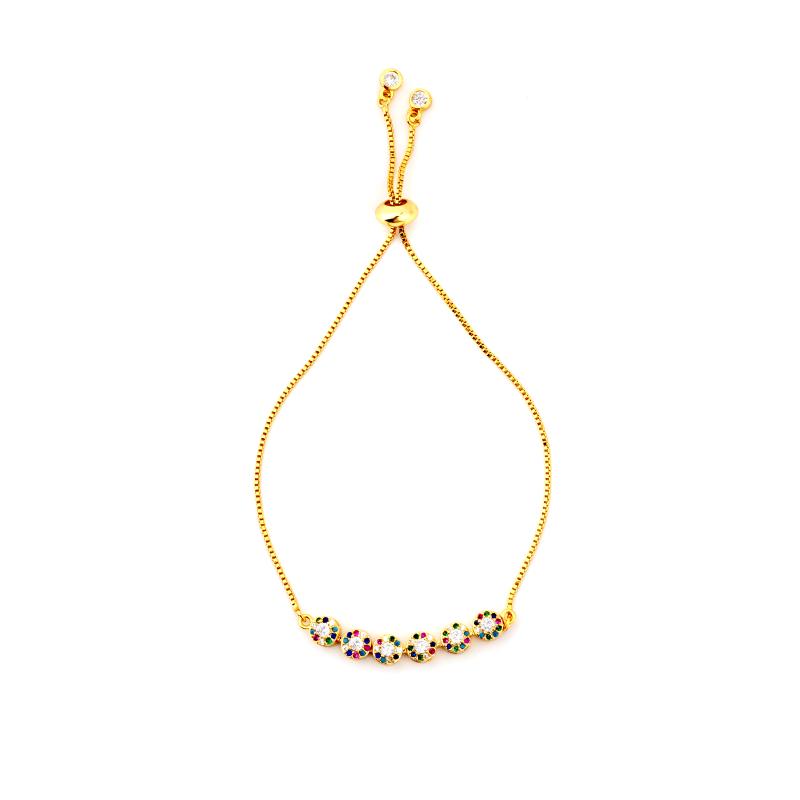 

Fashion Rainbow Blue Square Charm Bracelet & Bangles Zircon CZ Gold Adjustable Bracelet Set for Women Jewelry