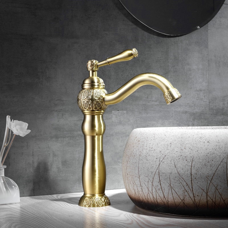 

Vidric Hot Cold Mixer Faucets Tall Bathroom Basin Sink Tap Brass Copper Deck Mounted Faucet Mixer Bronze Finished ELK1311H