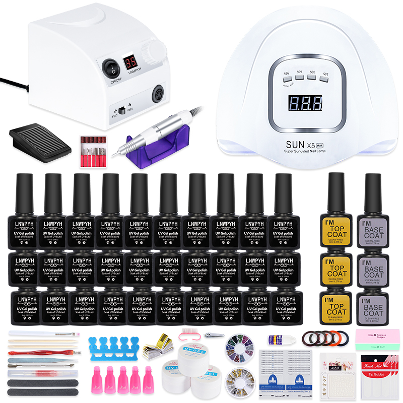 

Nail Set 80/54W LED Lamp Gel select 30/18/10color Nail Polish Set kit & 35000RPM Electric Drill Art Tools Manicure Kit