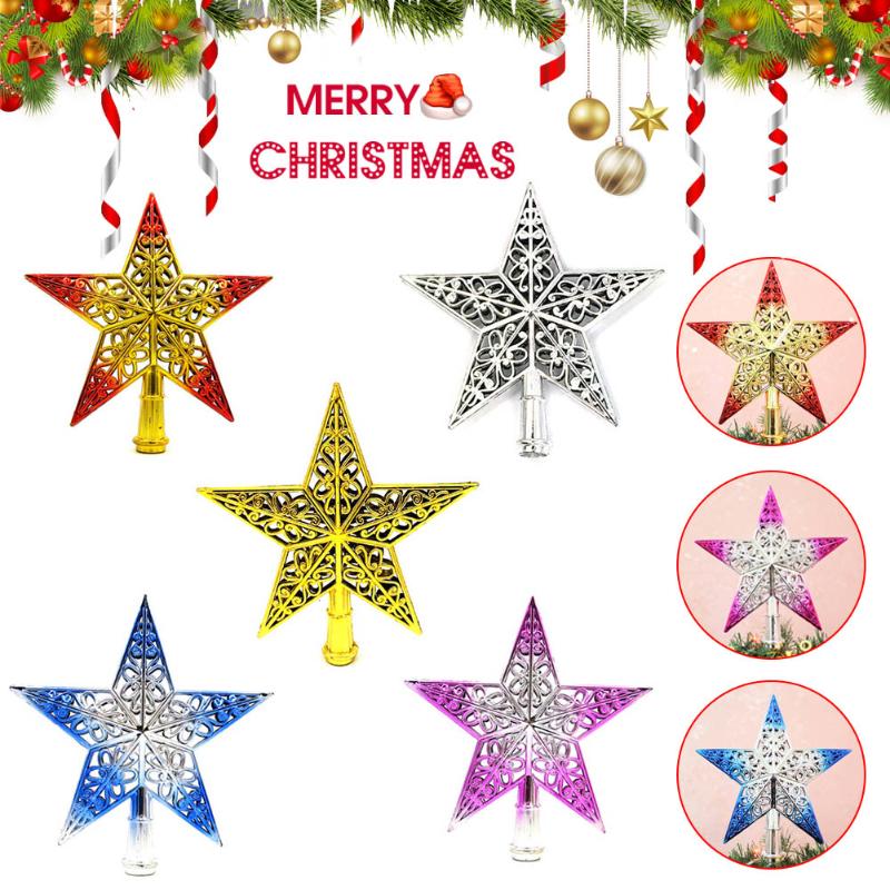 

Hollowed-out Christmas Tree Top Star Glittering Hanging Xmas Tree Topper Decoration Ornaments Home Decor RT99