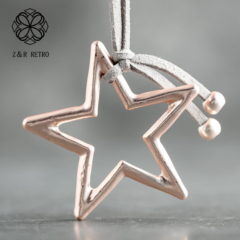 

Star Necklaces Handmade Flannelette Rope Chain Necklaces Women Jewelrys Neck Decoration Christmas New Gifts For Women