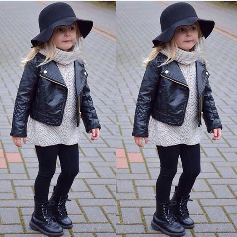 

2020 Children Autumn Winter Jacket Toddler Kids PU Leather Coat Baby Boys and Girls Short Children Jacket Zipper Coats Outwear