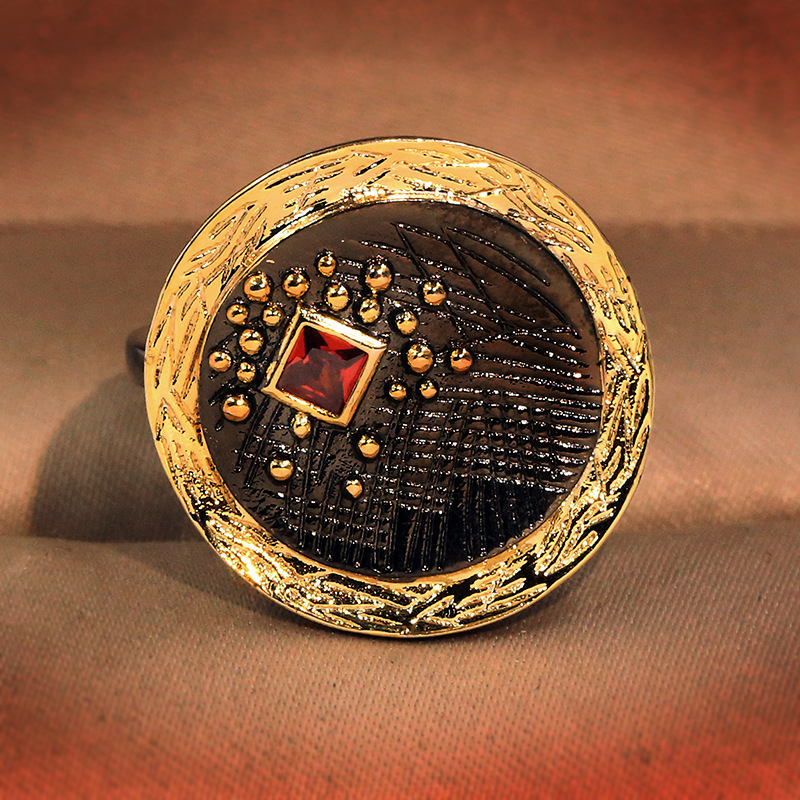 

Italian Jewelry Unique Design Retro Ginkgo Rings for Women Gothic Zircon Black Gold Solitaire Ring Punk style Party jewelry Gift