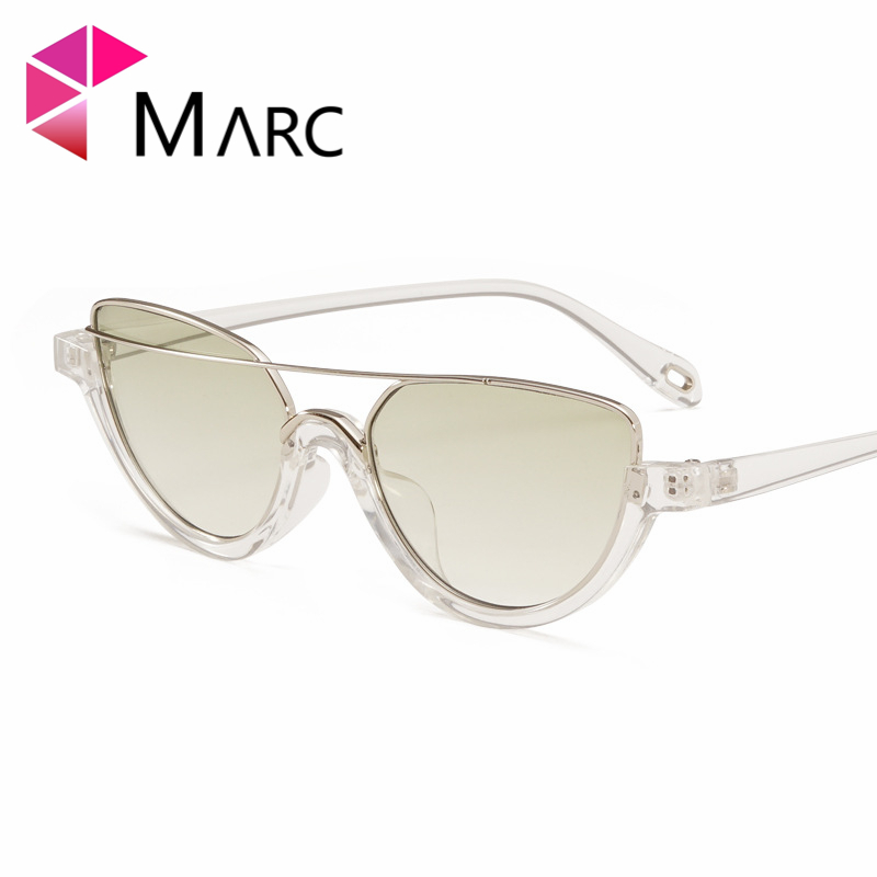 

MARC NEW Brand design Trendy sunglasses Women classic Cat eye Pink Small Transparent Oval Sun glasses Vintage Shades