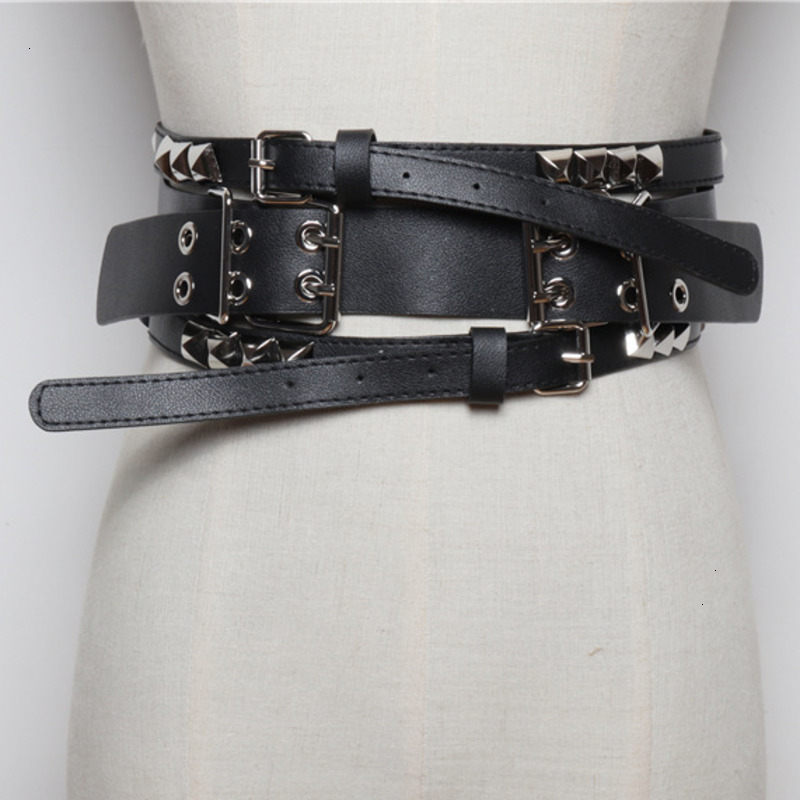 

TVVOVVIN 2020 Fashion Temperament Locomotive Wind Wild Black Heavy Duty Zipper Wide Waist Seal Women's PC228