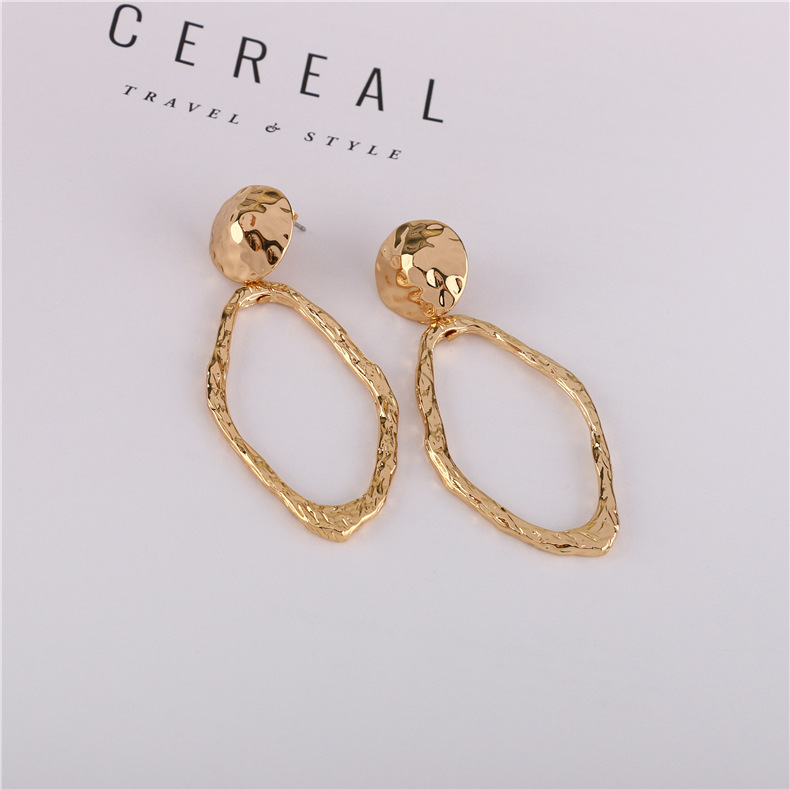 

Legenstar 2020 Hammered Metal Irregular Geometric Earrings Gold Color Statement Earring for Women Vintage Jewelry