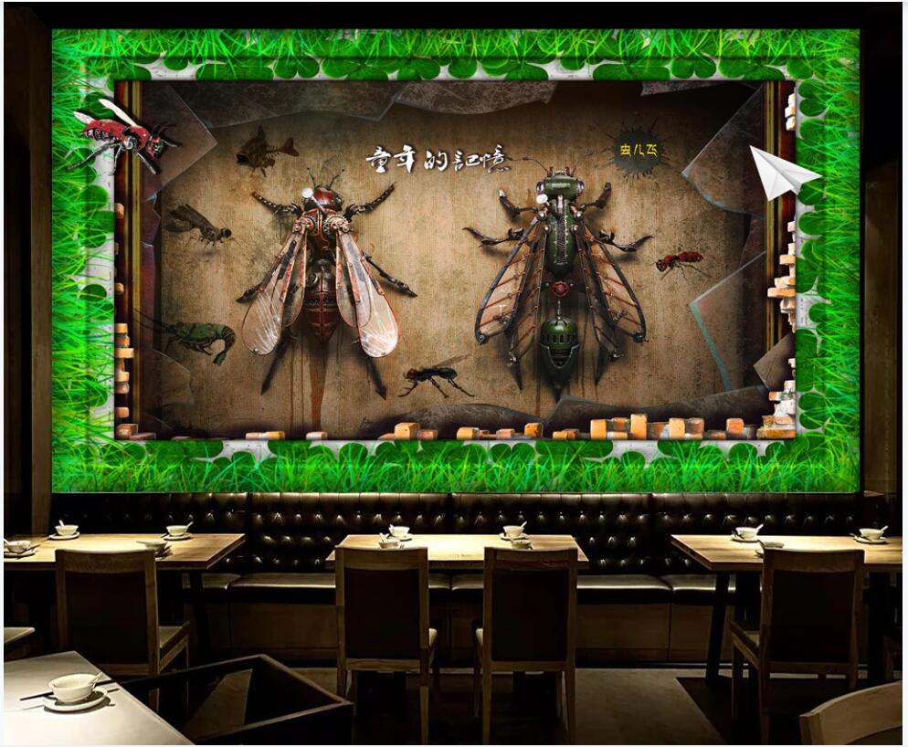 

custom photo mural 3d wallpaper Childhood mechanical insects living room home decor 3d wall murals wallpaper for walls 3 d, Non-woven