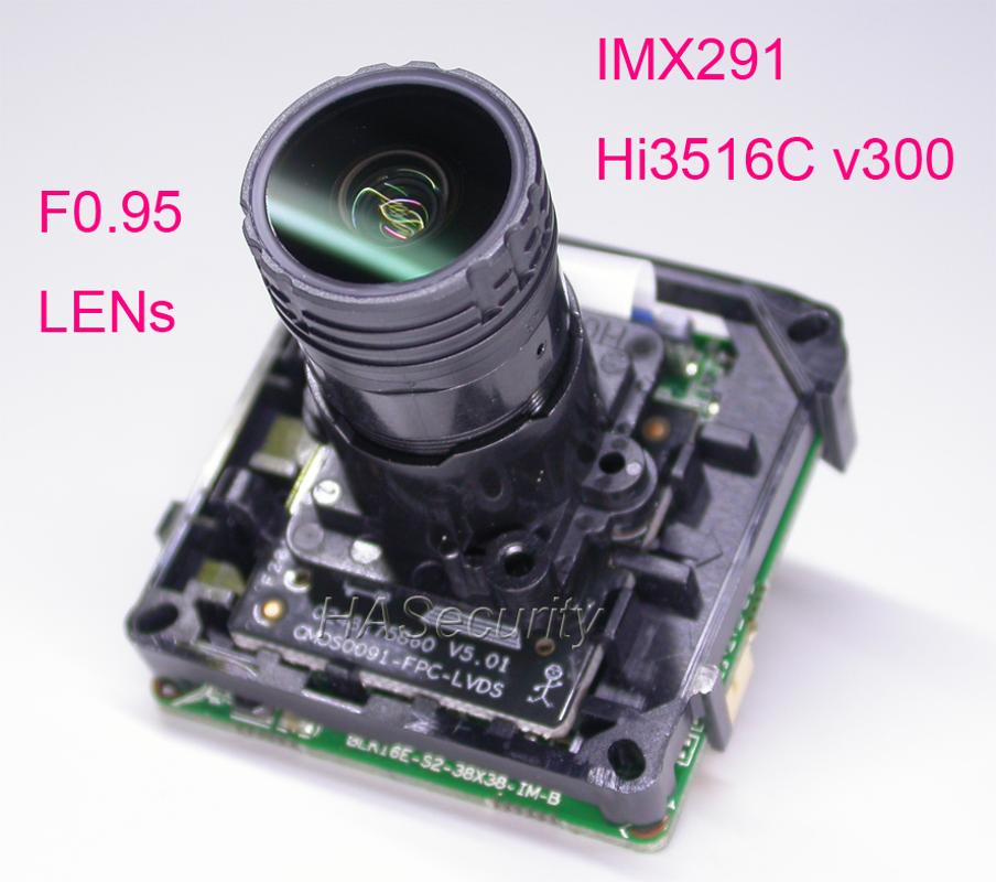 

F0.95 LENs intelligent analisys H.265 1/2.8" STARVIS IMX291 CMOS + Hi3516C V300 IP CCTV camera PCB board module +LAN cable