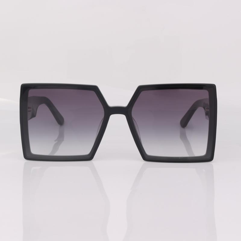 

Sunglasses Black Frame Women Fashion Oversize Square Style Grey Lens Eyewear