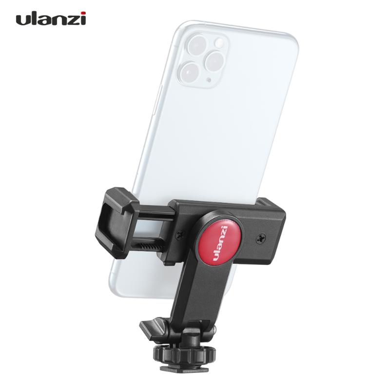 

Ulanzi Rotatable Tripod Phone Holder Clamp Clip Mount Adapter with 1/4 Hot Shoe Microphone Mount Cold Shoe 360 Degree Rotatable