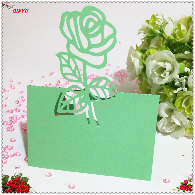 

50pcs/Lot rose Flower Table Cards Laser Cut Wedding Party Table Name Place Cards Wedding decoration Favors Supplies 6z SH222