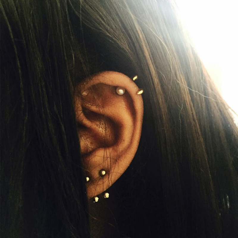 

Hoop & Huggie 1pair Chic Pearl Circle Earrings For Women Handmade Personality Simple Ear Cartilage Earring Piercing Stud Jewelry E10