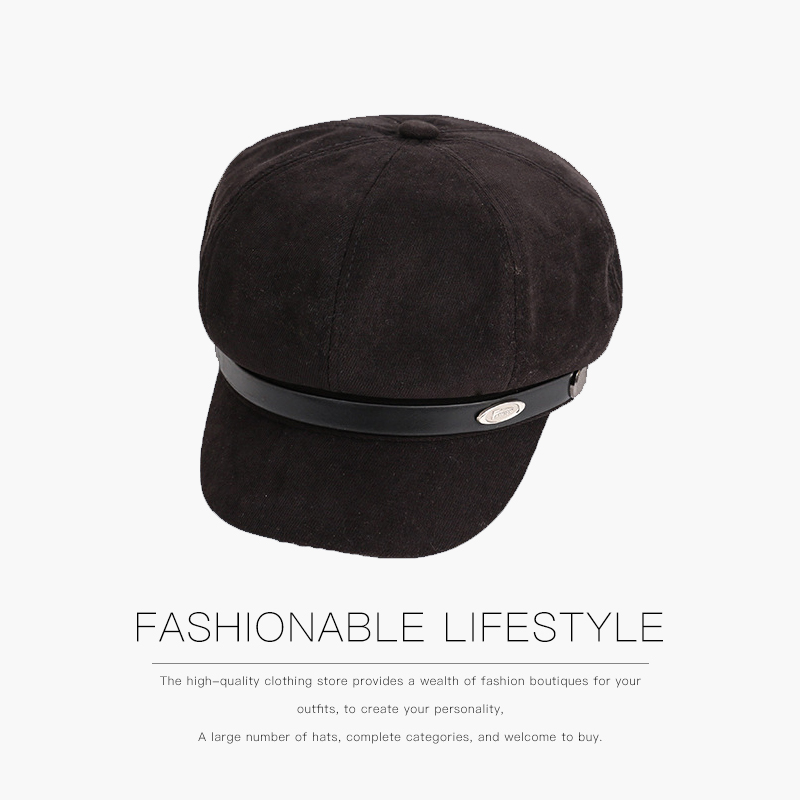 

Fashion octagonal hat female British retro beret metal standard newsboy hat autumn and winter painter