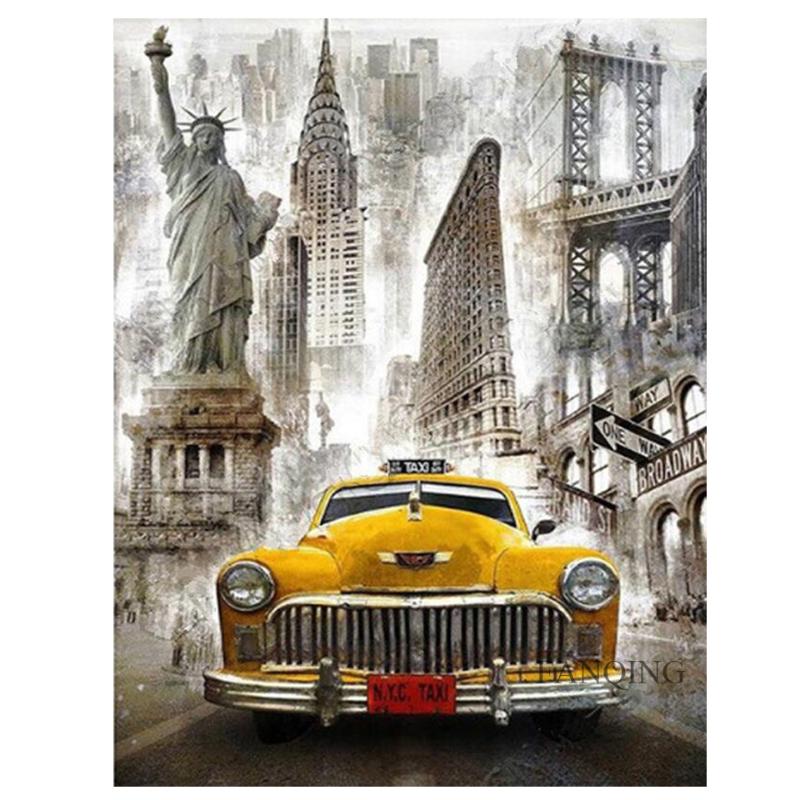 

Diy 5d Diamond Painting New York City Car Cross Stitch Full Round square Diamond Embroidery Home art decoration picture