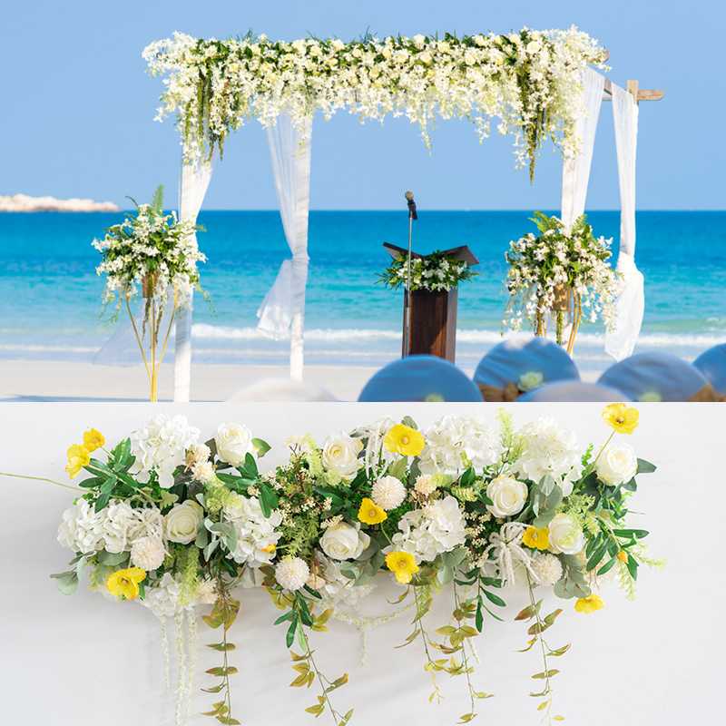 

Flone 100cm Artificial Silk Rose Plant Flower Row For Wedding Arch Road Lead Flower Art Background Wall Decoration Party Decor, A-2