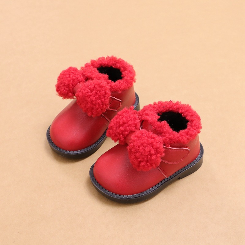 

2020 Winter New Baby Girl Fashion Boots Red Girls Snow Boots Cute Pink Princess Shoes Toddler Girls Cotton-padded Shoes, Beige