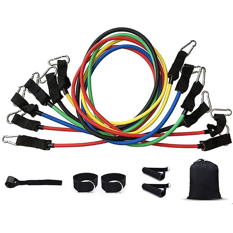 

12pcs Exercise Pull Rope Ankle Ring Elastic Resistance Band with Bag Door Buckle Multi-function Home Elastic Exercise Equipment