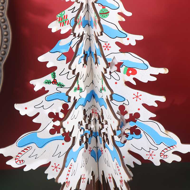 

1 X Mini Christmas Color Painted Christmas Tree Desktop DIY Wooden