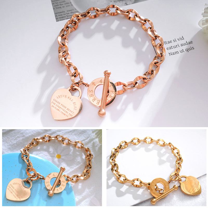 

Popular Bible motto Titanium Steel Bracelet Tassel Letters Round Ladies Bracelet Adjustable Rose Golden Heart Bangles 1PC