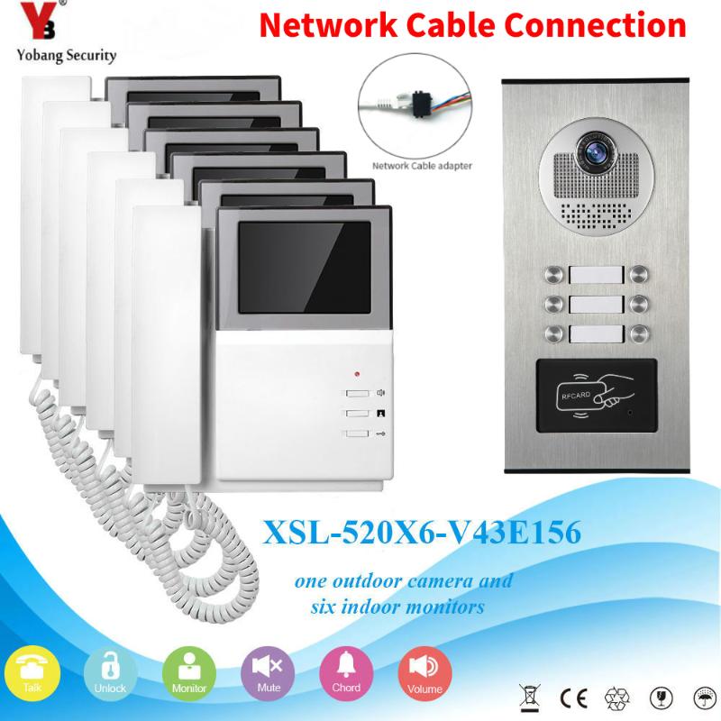 

SmartYIBA Video Intercom 4.3 Inch Network Cable Wired Video Door Phone Doorbell Intercom System RFID Access Control Door Camera