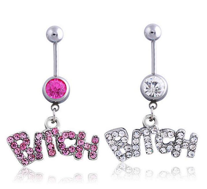 

Silver/Pink Sexy Crystal Body Piercing Surgical Button Belly Ring Jewelry Navel Bar Wholesale free ship