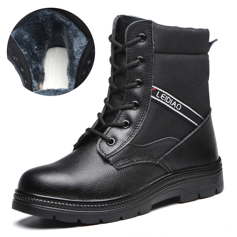 

Male Shoes Adult Steel Toe Work Safety Boot Plush Warm Men Boots Winter Boots Men Safety Shoes Ankle Winter 2020, 808-black