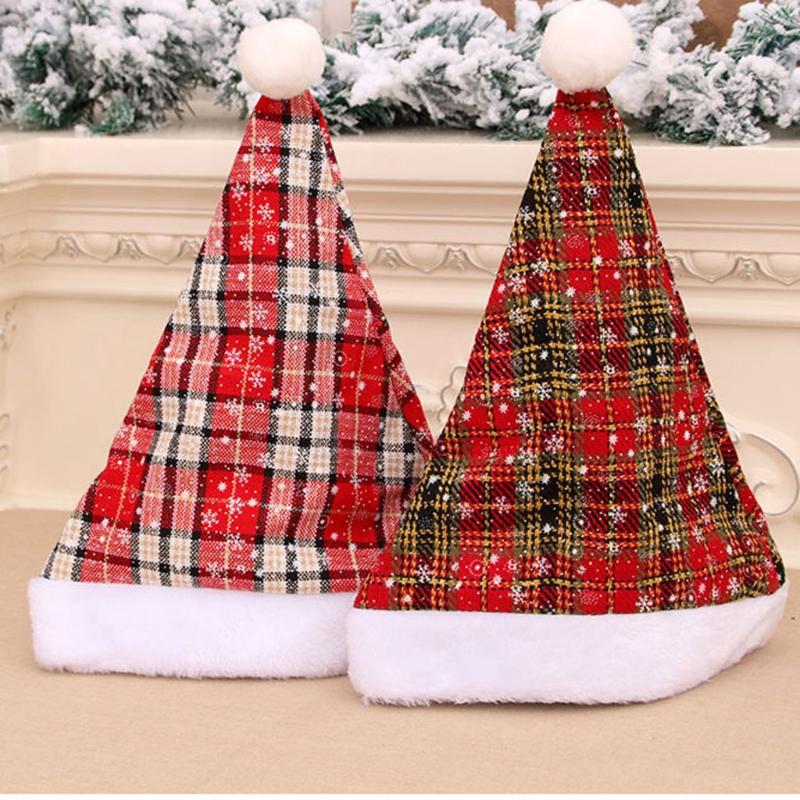 

Santa Claus Knit Hats Caps Christmas Decor of Adult Children's Hats Wavy Striped Fluffy-Plush Pompom Santa Cap New Year's Supply