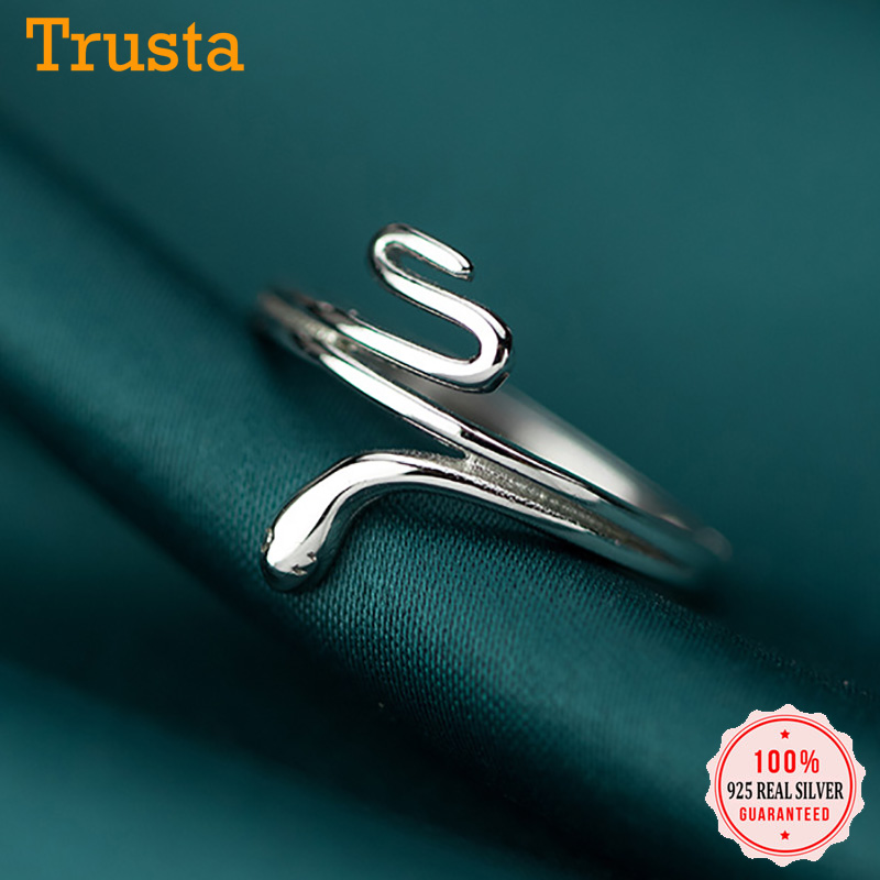 

Trustdavis Real 925 Sterling Silver Minimalist Fashion INS Snake Opening Rings For Women Wedding Party Fine S925 Jewelry DA1323