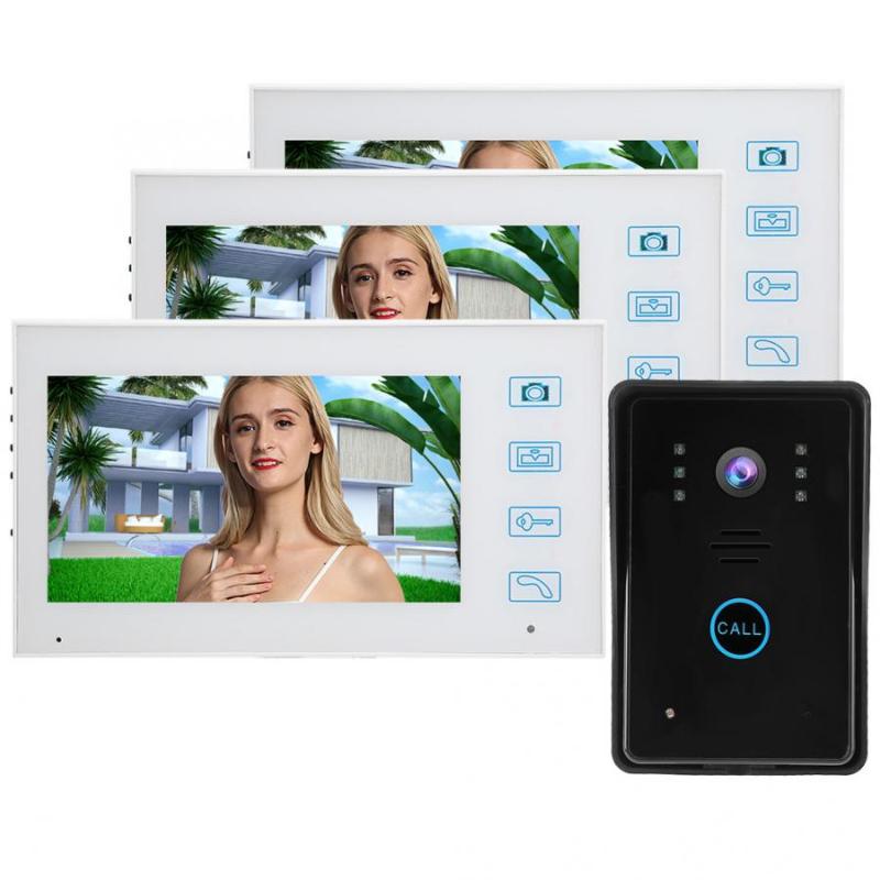 

7 Inch Video Intercom 3 TFT Monitors 2.4G Wireless Door Phone Infrared Night Vision Waterproof Access Control 100-240V