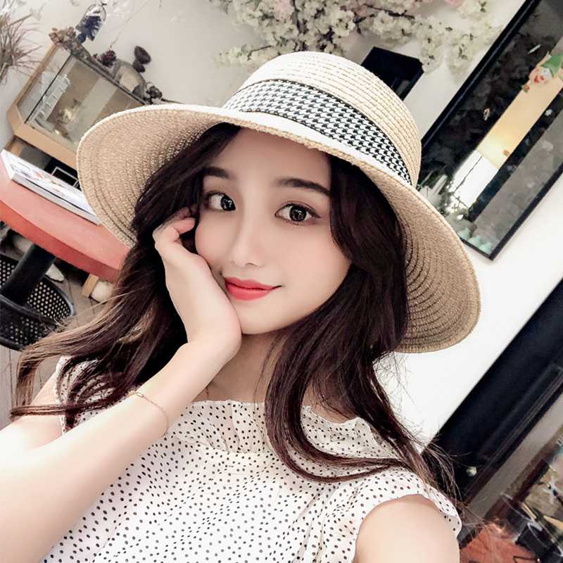 

new arrival fashion Korean sun hat female summer bow cap sunscreen UV protection comfortable breathable cute elegant sun hat, Black