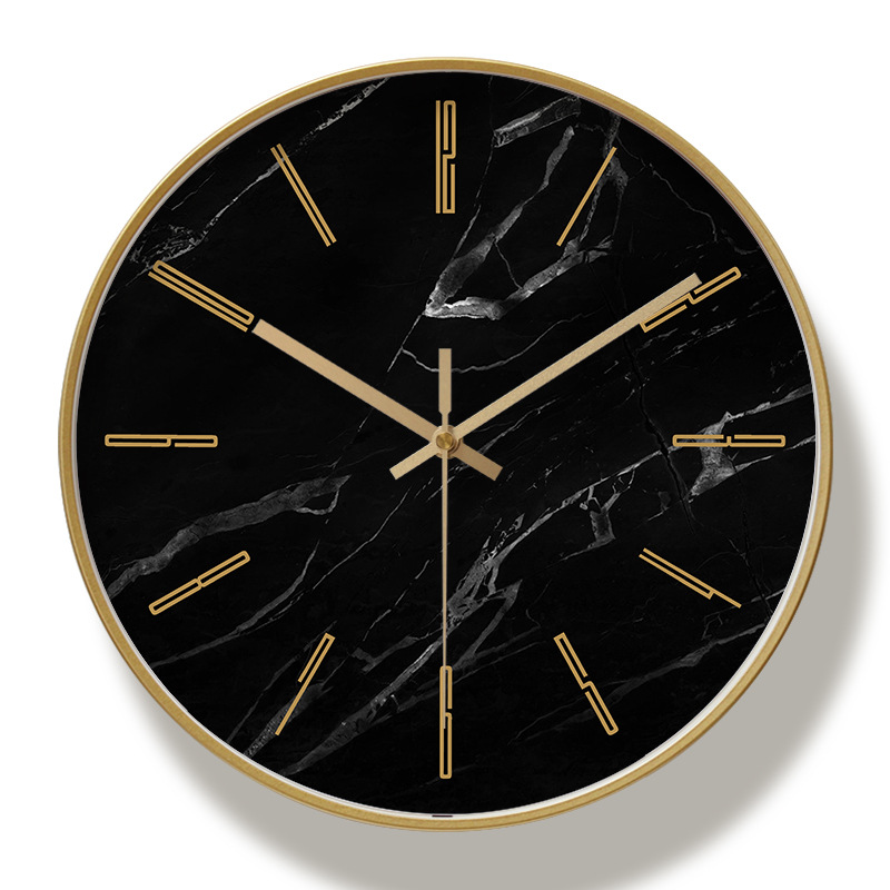 

Marble Luxury Wall Clock Fashion Silent Nordic Gold Round Living Room Wall Clock Stylish Decor Clocks