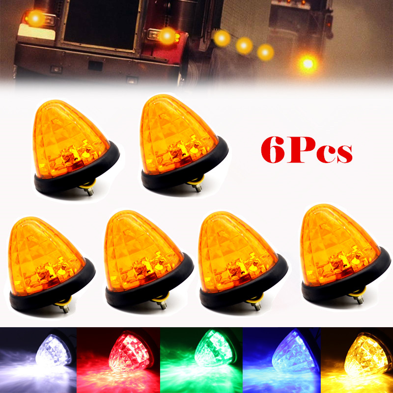 

6x Waterproof 24V LED Side Marker Lights Indicator Turn Signal Clearance Rear Tail Parking Lamps Truck Trailer Lorry RV Caravan, As pic