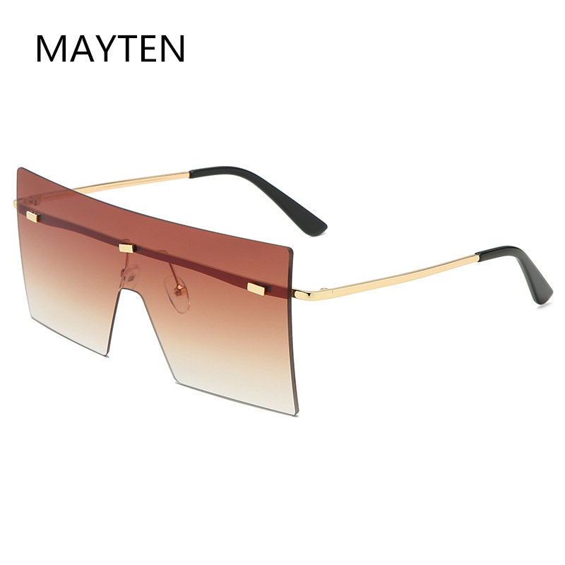 

Large Square Rimless Sunglasses Women New Big Men Silver Mirror Shades Fashion Brand Designer Oversized Sun Glasses