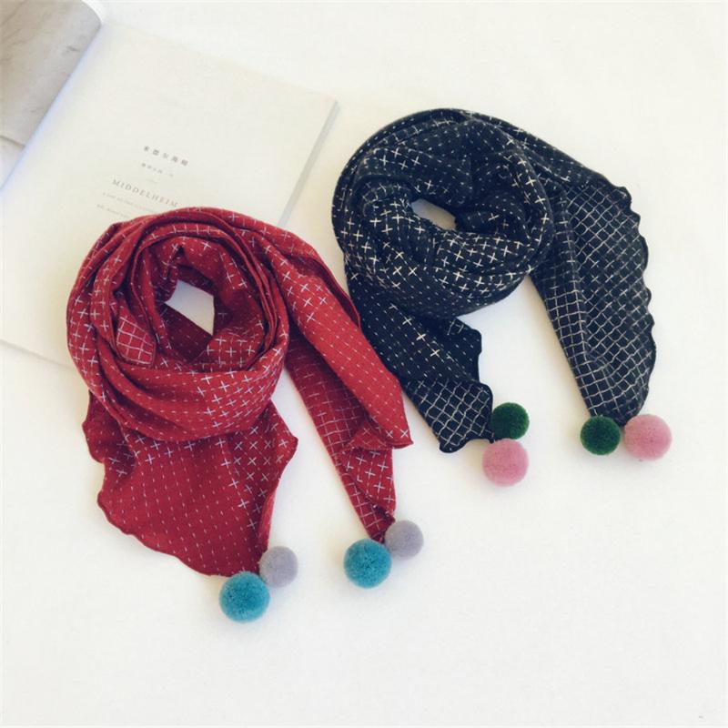 

Kids Children Thin Scarves Cotton Plaid Fall Winter Cute Wraps Rings Boy Girls Accessories Soft Plush Wholesale New Gifts Korean
