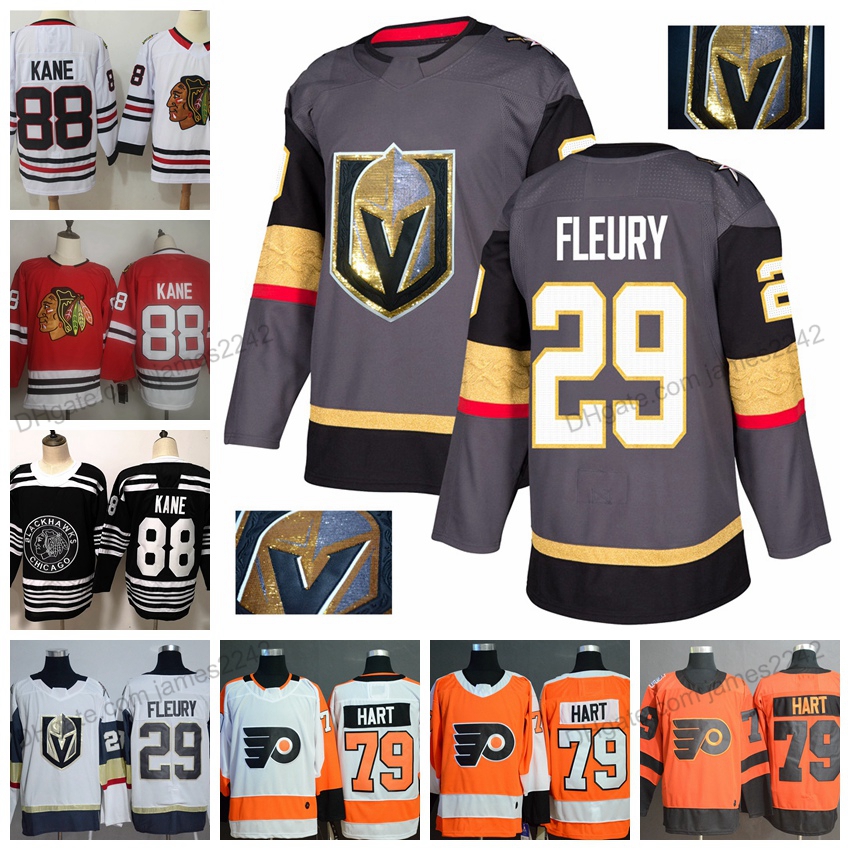 

Vegas Golden Knights Jersey 29 Marc-Andre Chicago Blackhawks 88 Patrick Kane Fleury Philadelphia Flyers 79 Carter Hart Hockey Jerseys, 29#white