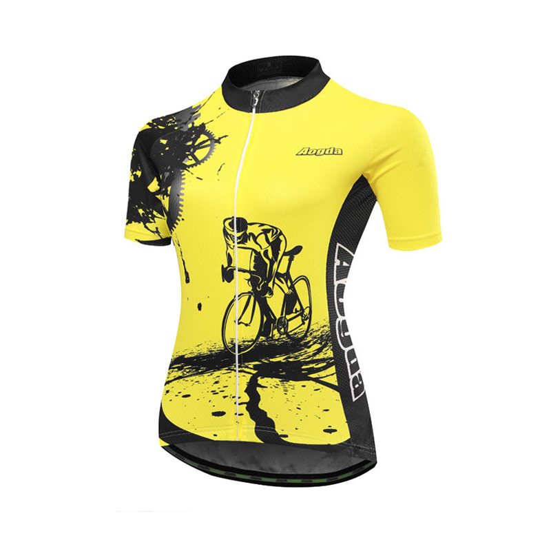 

Summer Women Cycling Jersey Breathable Quick Dry Bike Clothing Outdoor Bicycle Shirt Tops, Yellow