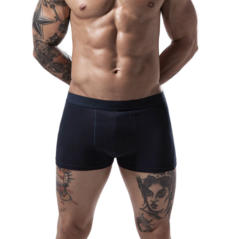 

Breathable Boxer Shorts Men Underwear Lingerie Solid Soft Underpants Solid Mens U Convex Pouch Boxers Trunks Boxershorts Cotton, Black